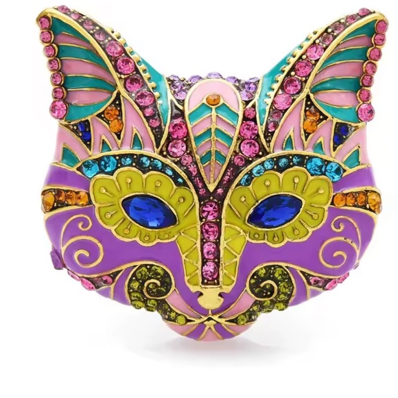 Jewelry - Fox Brooch pin pink blue stone accessory for bag or clothing